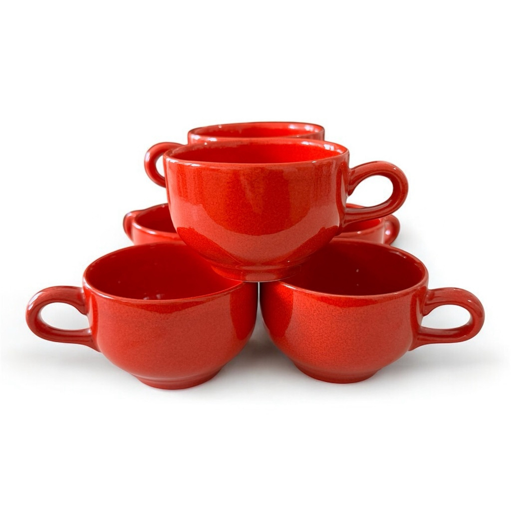 Vintage Waechtersbach West German Pottery Red Tea Coffee Cups Set of 2 EUC